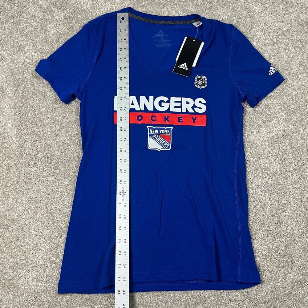 Adidas Womens S Blue New York Rangers NHL Hockey Ultimate 2 Short Sleeve Tee NWT - Picture 6 of 6